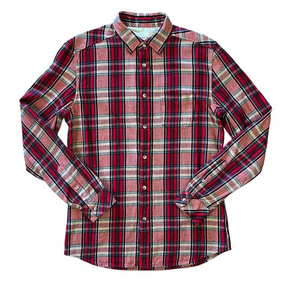 Diesel Red Plaid Check Cotton Button-Down Men's Flannel Shirt - Size L - Picture 1 of 9